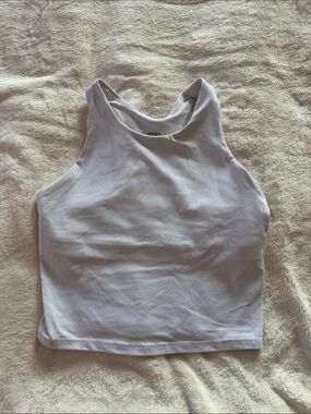 Athleta White High-Neck Ribbed Crop Tank